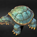 Realistic 3D Turtle Model With Green Textured Shell Blue Body And Sharp Claws 3d model