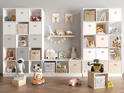 Children's Room Toy Storage Shelves With Stuffed Animals Books And Decorative Items 3d model