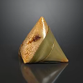 Traditional Triangular Zongzi Glutinous Rice Dumpling Wrapped In Green Bamboo Leaf With Delicious Filling