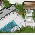 Rooftop Garden Design Featuring Glass Roof Wooden Pavilion Green Plants and Stone Path