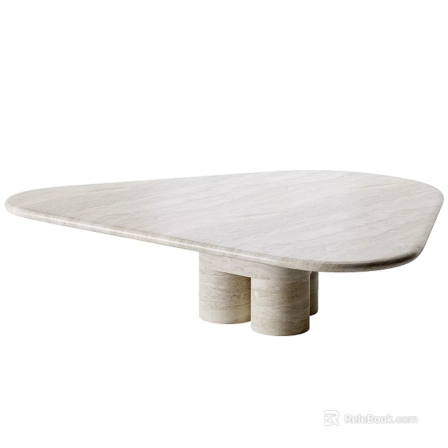 Modern Marble Dining Table With Triangular Top And Cylindrical Base Design Elements 3d model