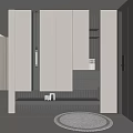 Modern Shoe Cabinet with Beige Black Sleek Design LED Lighting Below Bench and Open Shelves