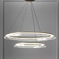 Modern Circular Chandeliers With Metallic Frames Illuminated On Gray Wall Background 3d model