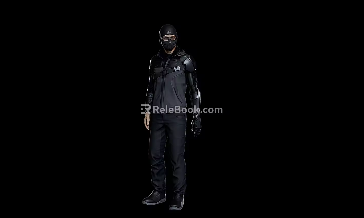 Game Figure Male Man Cyberpunk Hacker Cyberpunk Hacker Masked Man Masked Hacker 3d model