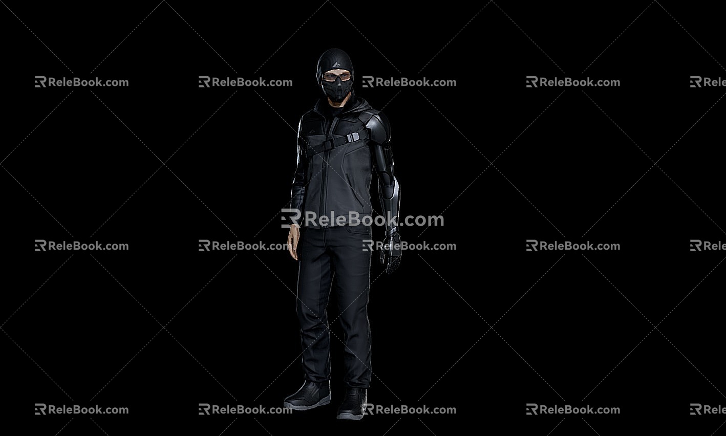 Game Figure Male Man Cyberpunk Hacker Cyberpunk Hacker Masked Man Masked Hacker 3d model