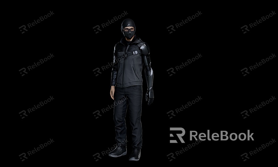 Game Figure Male Man Cyberpunk Hacker Cyberpunk Hacker Masked Man Masked Hacker model