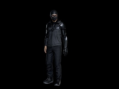 Game Figure Male Man Cyberpunk Hacker Cyberpunk Hacker Masked Man Masked Hacker model