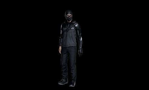 Game Figure Male Man Cyberpunk Hacker Cyberpunk Hacker Masked Man Masked Hacker 3d model