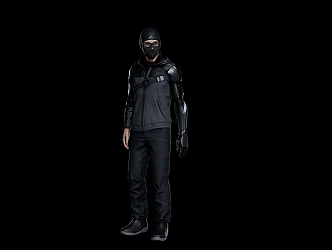 Game Figure Male Man Cyberpunk Hacker Cyberpunk Hacker Masked Man Masked Hacker 3d model