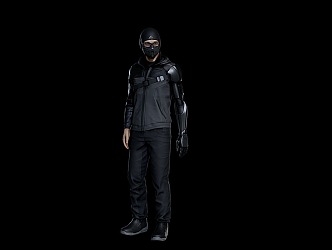 Game Figure Male Man Cyberpunk Hacker Cyberpunk Hacker Masked Man Masked Hacker 3d model