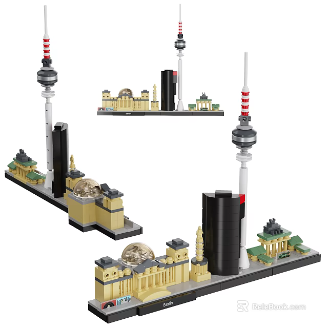 Building Blocks Architectural Models Of Famous Landmarks With Tower And Dome Structures 3d model 