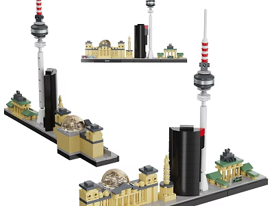 Building Blocks Architectural Models Of Famous Landmarks With Tower And Dome Structures 3d model