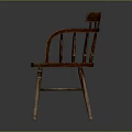Rustic Solid Wood Chair Featuring Slatted Back And Armrests For Living Room Furniture