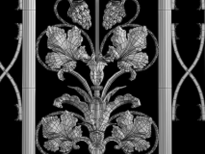 Ornate Metal Staircase Railing With Intricate Floral Patterns And Colorful Design Elements 3d model