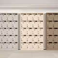Three Wooden Storage Cabinets With Light Medium Dark Tones And A To F Labels