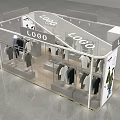 Modern Fashion Clothing Store Featuring Hanging Apparel Display Racks And Logo Sign