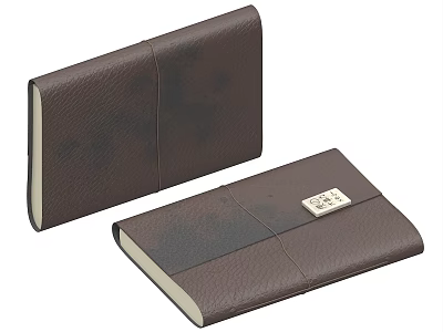 Two Brown Leather Notebooks With Smooth Cover And Small Label 3d model