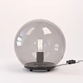 Modern Minimalist Table Lamp With Transparent Gray Spherical Lampshade And Black Base