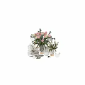 Elegant Ornamental Decor Set With Roses Vases Candles And Decorative Boxes