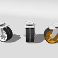 Sturdy Caster Wheels with Silver Metal Brackets Black and Yellow Rubber Tires