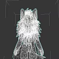 3D Model of Black Creature with Red Face Spiky Ears and Furry Mane