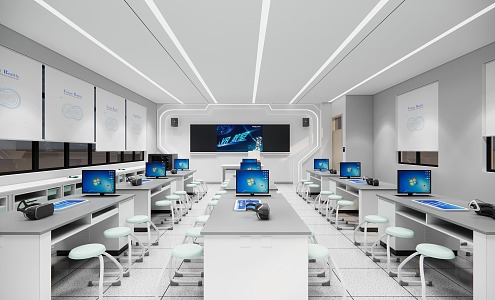 modern classroom 3d model