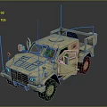 Military Tactical Utility Vehicle with Off Road Wheels Armored Body and Roof Antenna