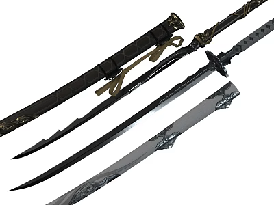Ornate Swords With Decorative Scabbard Intricate Handle And Sharp Blade Designs 3d model