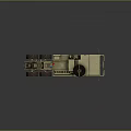 Sand Colored Military Tank With Six Wheels Spare Tire And Cargo Bed