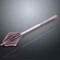 Antique Decorative Weapon With Long Textured Handle And Metallic Spearhead Design