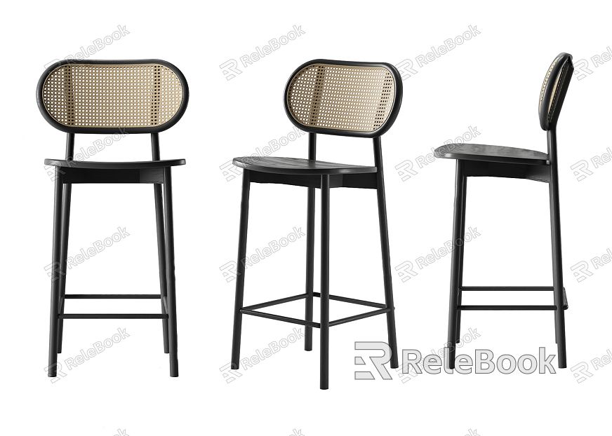 Modern Bar Chair Wooden Rattan Bar Chair model