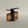 Two Wooden Recycling Storage Lockers With Symbols On Black Stand