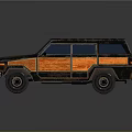 Vintage Off Road Vehicle With Rusty Metal Body And Wooden Side Panels