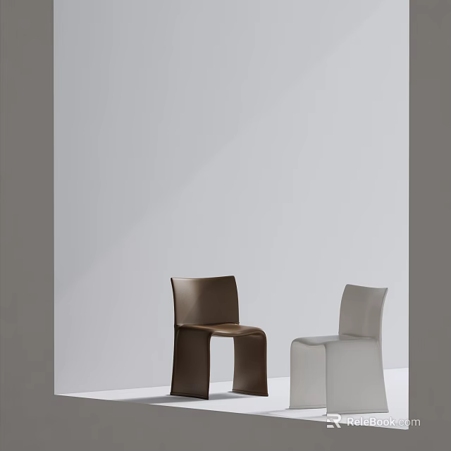Modern Brown And White Dining Chairs With Sleek Design In Light Room 3d model 