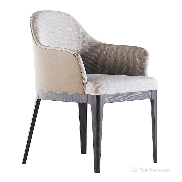 Modern Single Accent Chair With Upholstered Fabric Armrest And Wooden Legs 3d model 