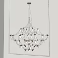 Modern Spider Web Like Chandelier With Multiple Lights Hanging From Ceiling