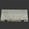 Two Section Concrete Road Barrier On Reflective Platform With Weathered Surface And Grooved Base