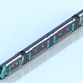 Modern Electric Train With Streamlined Front Multiple Dark Blue And Light Blue Carriages 3d model