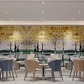 Modern Sales Office Interior Design With Chandelier Central Display Table And Marble Flooring