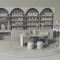 Beauty Product Photography Desk with Cosmetics Display Shelves Ring Light and Camera Setup
