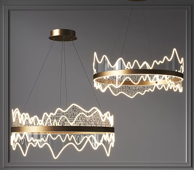 New Chinese Chandelier Creative Glass Mountain Chandelier Home Chandelier Main Lamp Lamps 3d model