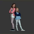Two Young Girls With Long Shiny Hair And Happy Expressive Faces
