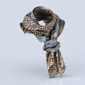 Folded Soft Scarf With Brown And Blue Abstract Pattern For Fashionable Look
