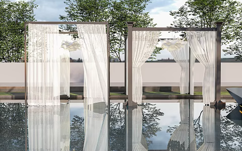 Modern curtain screen window curtain screen gauze curtain gauze mosquito net 3d model