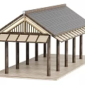 New Chinese Style Pavilion Corridor 3d model