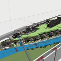 Hotel Building Complex Layout With River And Green Surrounding Areas