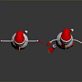 Two Snowmen Ice Skating With Santa Hats Red Scarves Gloves And Shoes