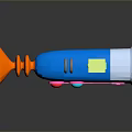 Colorful Sci Fi Toy Weapon Gun With Blue Body Orange Muzzle Pink Button Green Block Design