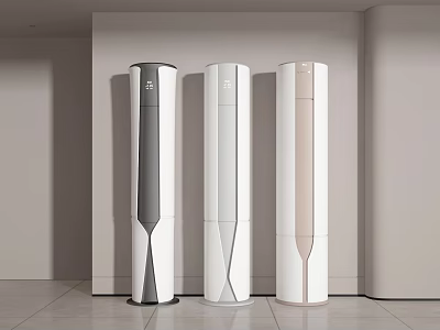 Three Modern Tower Air Conditioner Fans In Different Colors For Interior Design 3d model