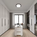 Modern Minimalist Bedroom Interior Design With Bed Pendant Light Desk Chair And Wooden Floor